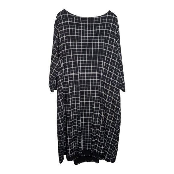 J. Jill Wearever Collection Dress Womens 4X Black White Checked Geometric - Picture 2 of 7